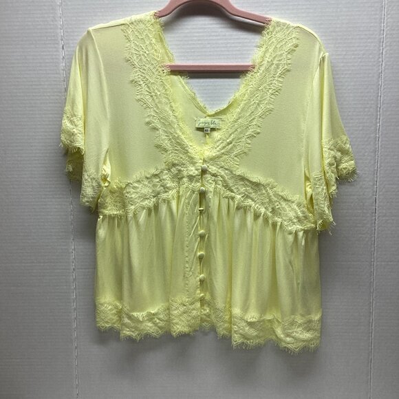 #18 XS TOP YELLOW JUNIPER BLU PTP: 19-23" SHORT SLEEVES SASSY YELLOW! SO CUTE! - Picture 1 of 6